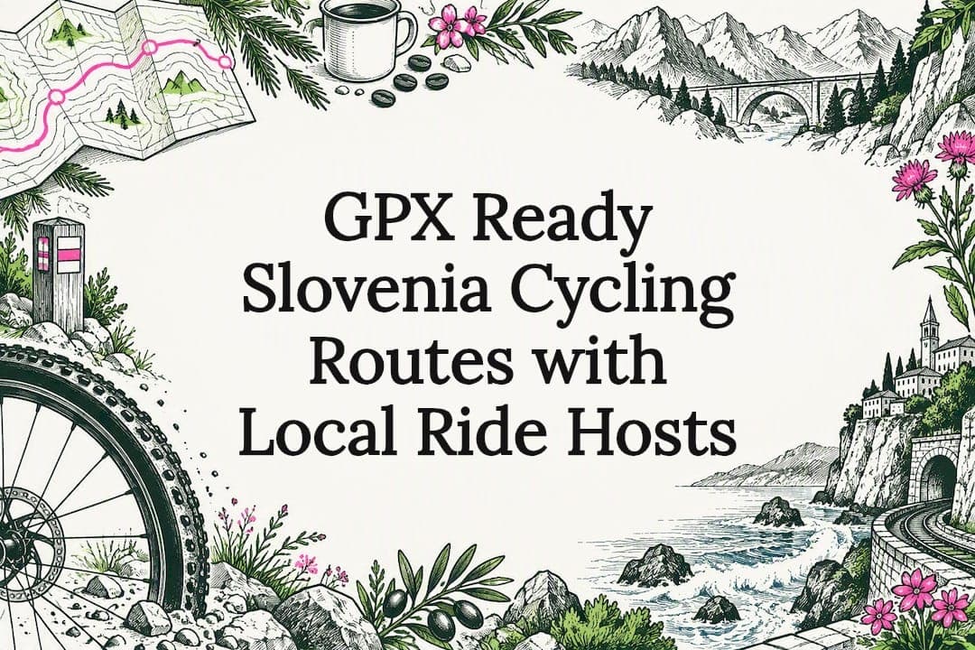 Decorative Slovenia cycling route title card