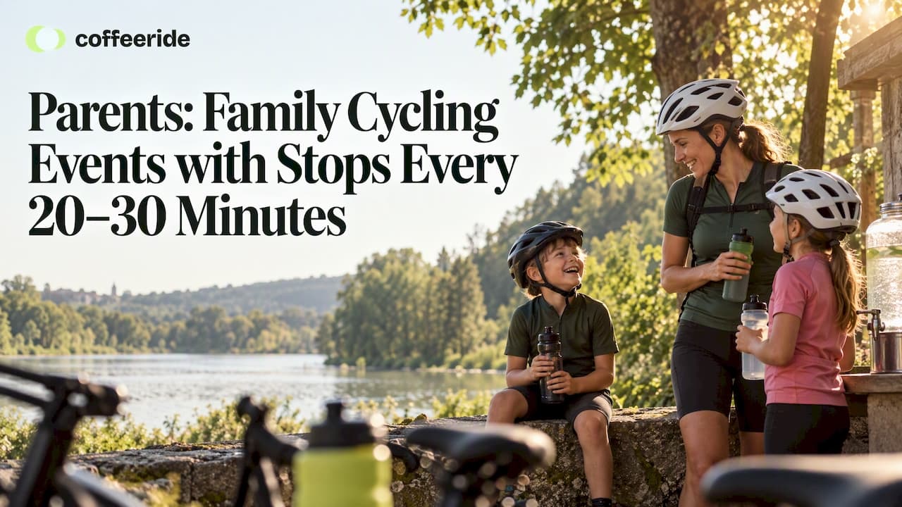 Family arriving at a cycling rest stop