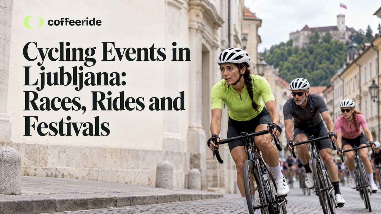 Cyclists racing through Ljubljana's historic center