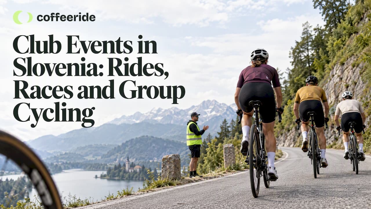 Cyclists climbing together at a Slovenian event